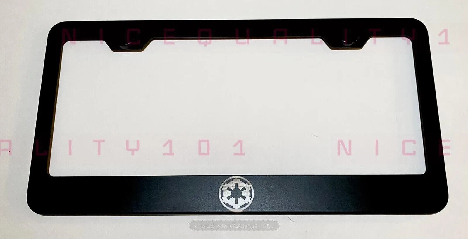 thumbnail interactive-video image 1 of Star Wars Empire Laser Engraved Stainless Steel License Plate Frame 1 of 3