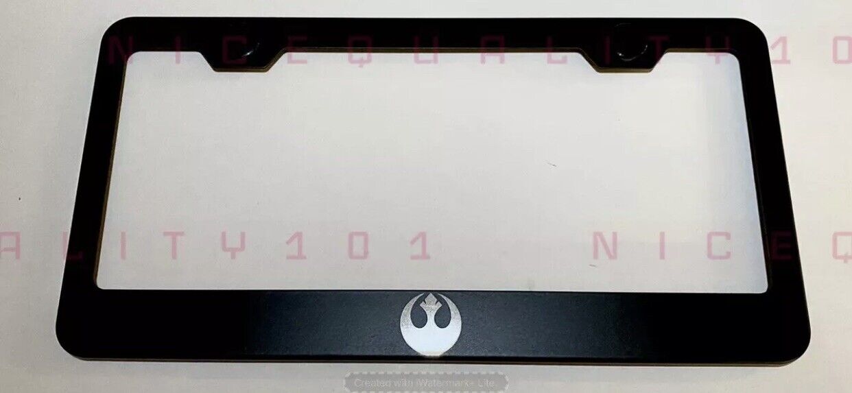 thumbnail image 2 of Laser Engraved Rebel Alliance Star Wars License Plate Frame - Stainless Steel 2 of 2