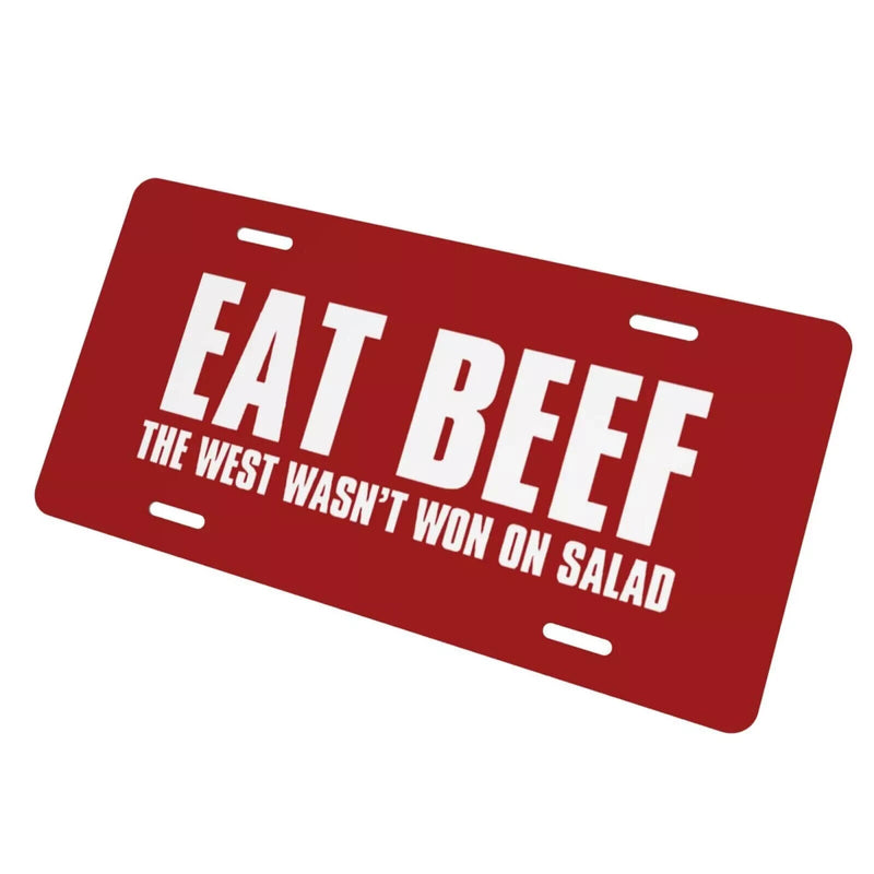 Eat Beef License Plate-Decorative Car Front License Plate 12x6 Inch (4 Holes)