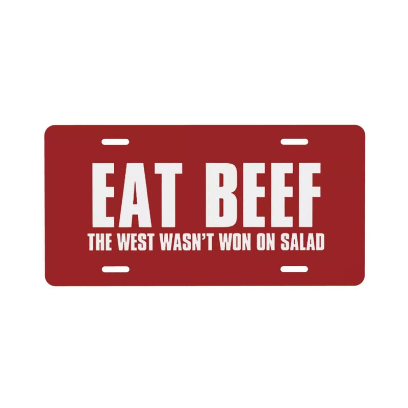 Eat Beef License Plate-Decorative Car Front License Plate 12x6 Inch (4 Holes)