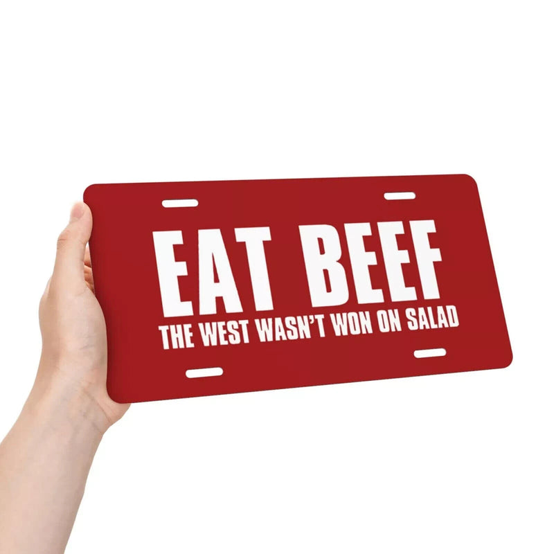 Eat Beef License Plate-Decorative Car Front License Plate 12x6 Inch (4 Holes)