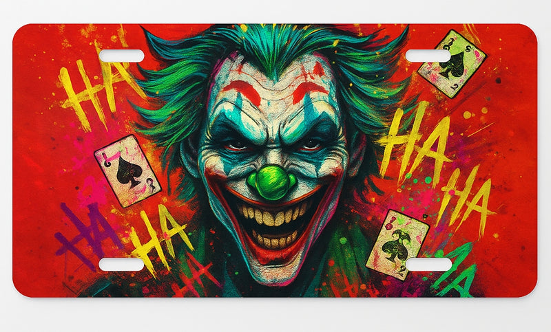 Fiery Red Joker License Plate Frame - Bold Halloween Gift