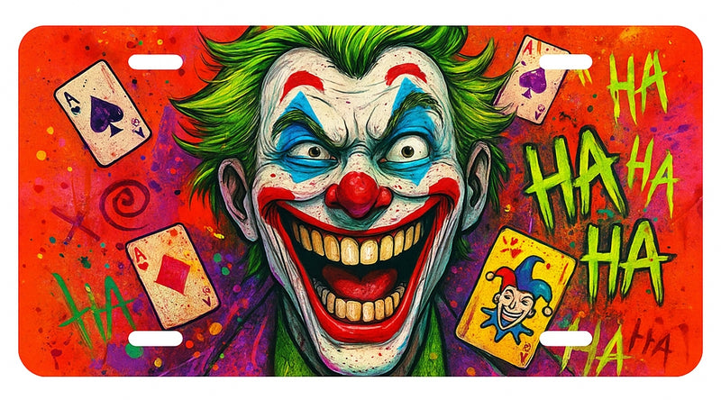Joker Chaos License Plate - Colorful Comic Book Style