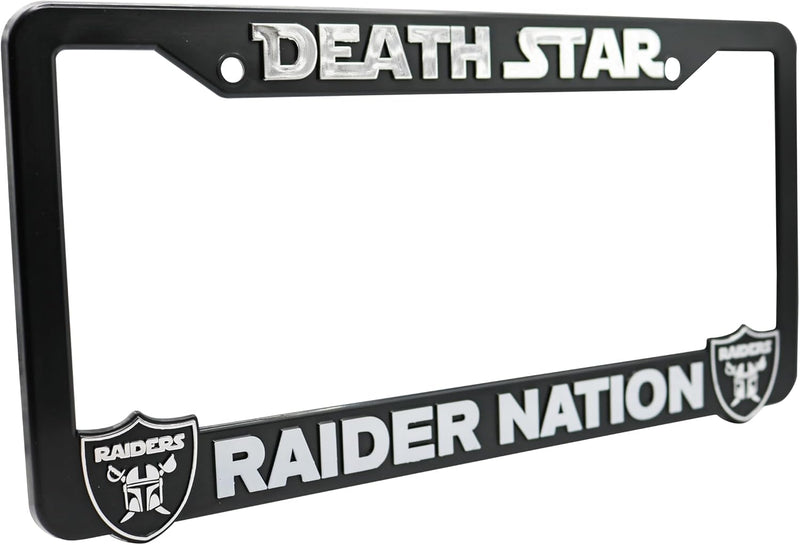 Deathstar for Raider Nation 3D Raised License Plate Frame, 1 Pack Car License Plate Cover, Universal US Car Black License Plate Holder