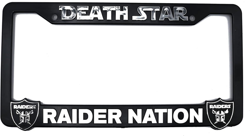 Deathstar for Raider Nation 3D Raised License Plate Frame, 1 Pack Car License Plate Cover, Universal US Car Black License Plate Holder