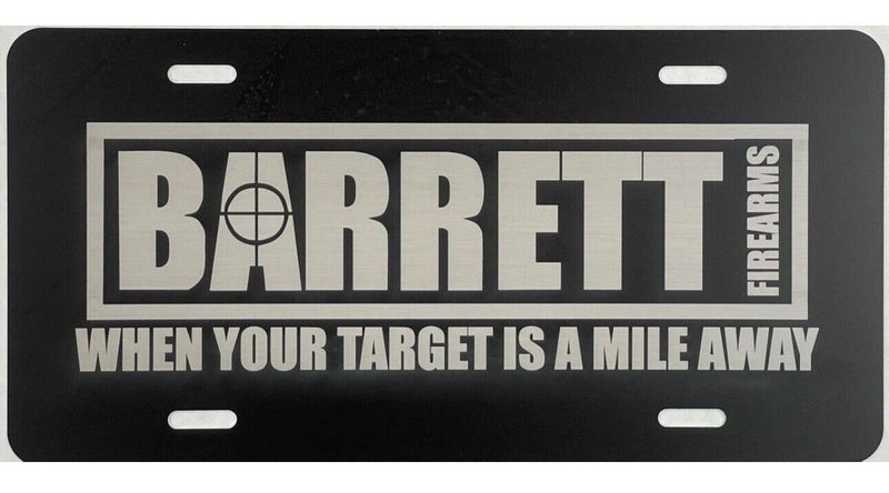 NEW Barrett Firearms logo Laser Engraved License Plate Car Tag Gift Flat Black
