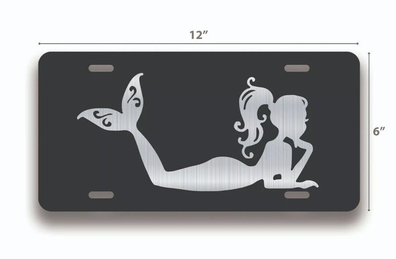 Mermaid Chillin License Plate Tag Vanity Novelty Metal ; Etched Metal ; 6 x 12 ;