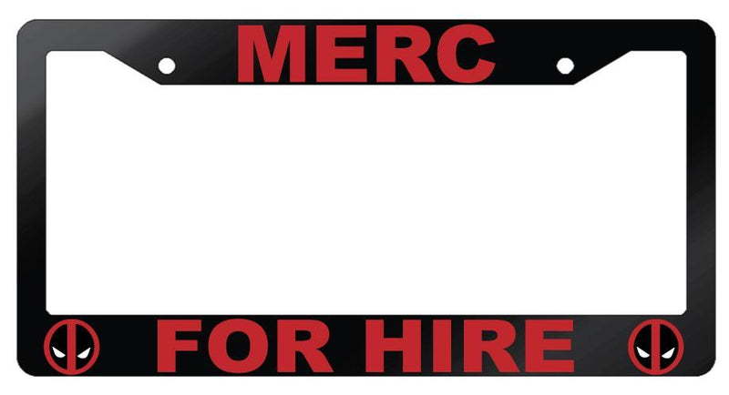Glossy Black Merc For Hire License Frame Auto For Deadpool 1675  Mod-GRAPH9856236-7337