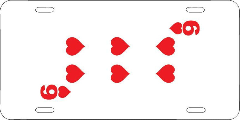 Six Of Hearts White Vanity License Plate Mod-GRAPH9856236-7645