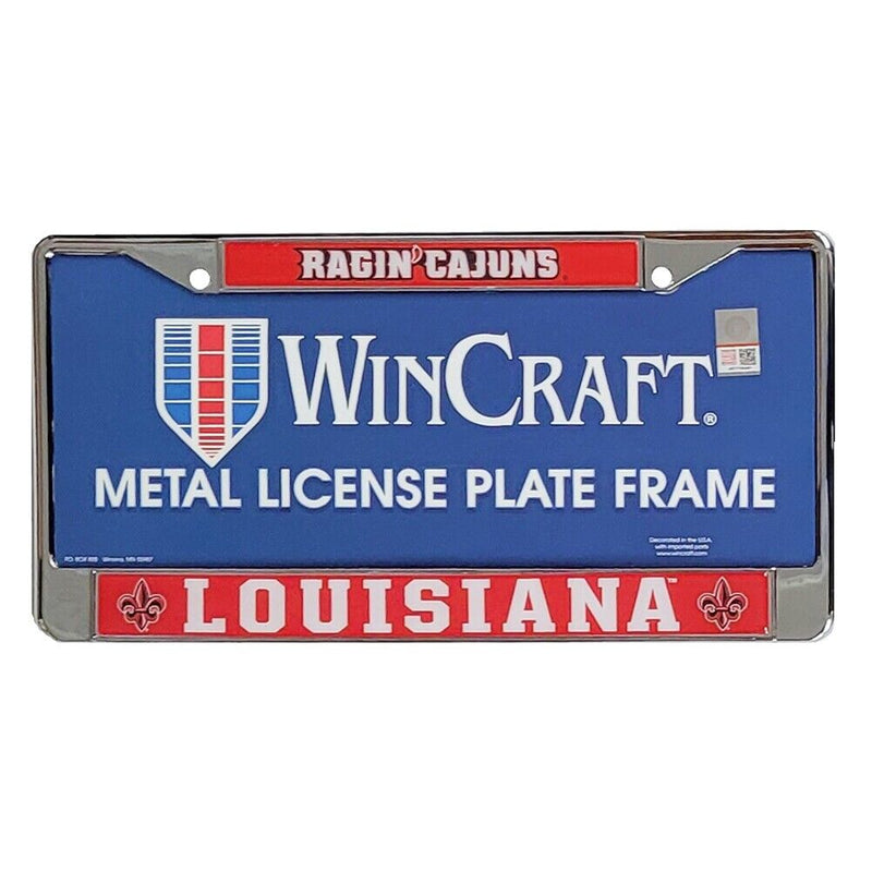 NCAA Louisiana Lafayette Ragin Cajuns Metal License Plate Frame w/Domed Acrylic