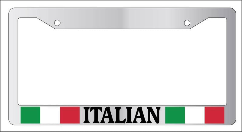 Chrome License Plate Frame ITALIAN (FLAG) Auto Accessory  Mod-GRAPH9856236-5040