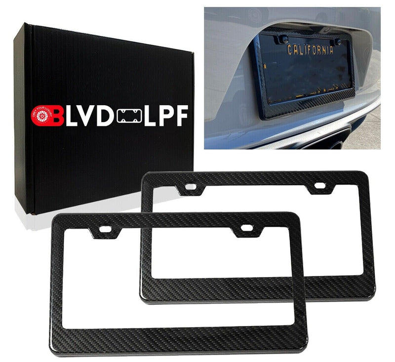 JDM 2 pc 100% REAL CARBON FIBER LICENSE PLATE FRAME HOLDER COVER FRONT/REAR V48