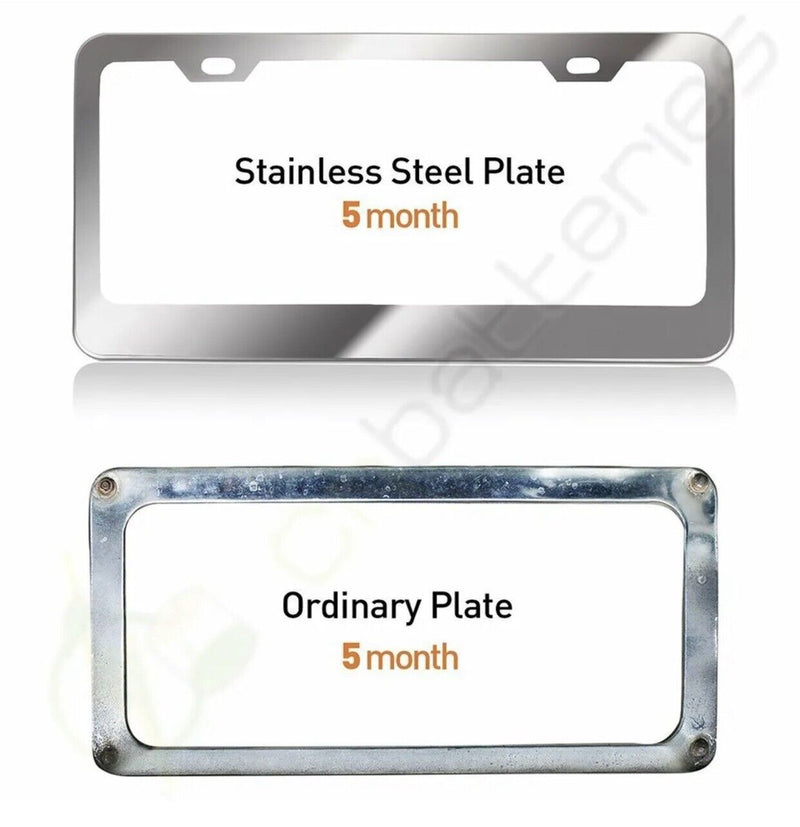 2X 2 Hole Metal License Plate Frame Hd Stainless Steel Chrome For Audi/Bmw/Acura