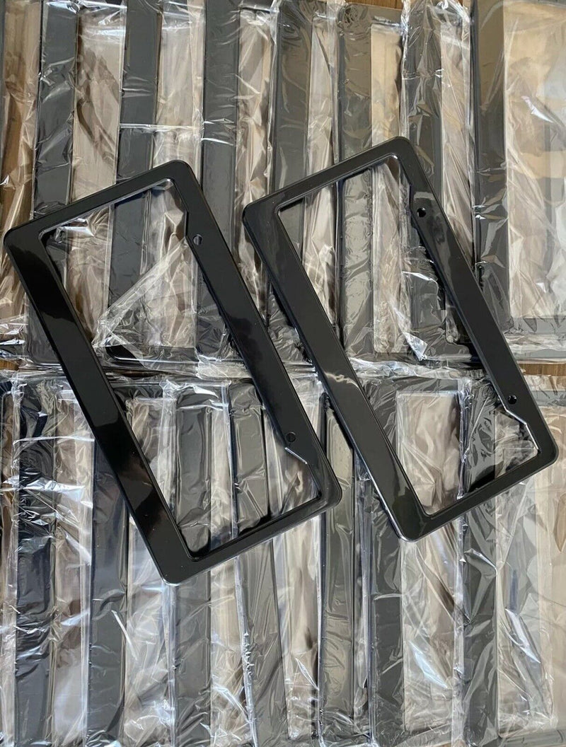 LOT OF 250 BLANK BLACK PLASTIC 250 BULK License Plate Frame FRAMES WITH TABS 1"