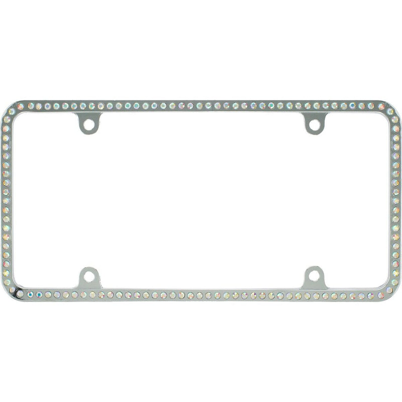 Swarovski AB Crystal Bling Slim license plate frame Inlay With Screw Caps