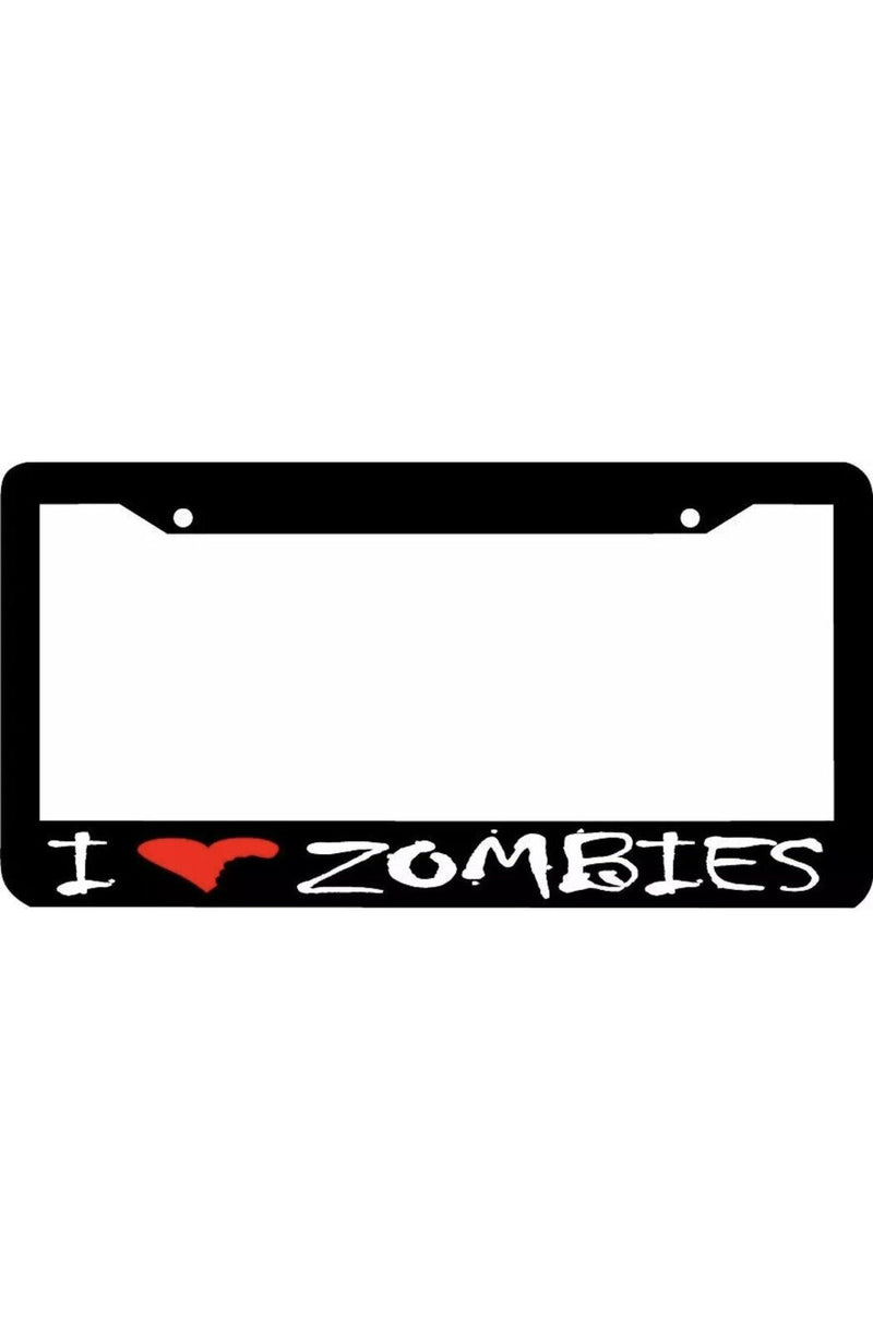 I LOVE ZOMBIES heart zombie LICENSE PLATE FRAME