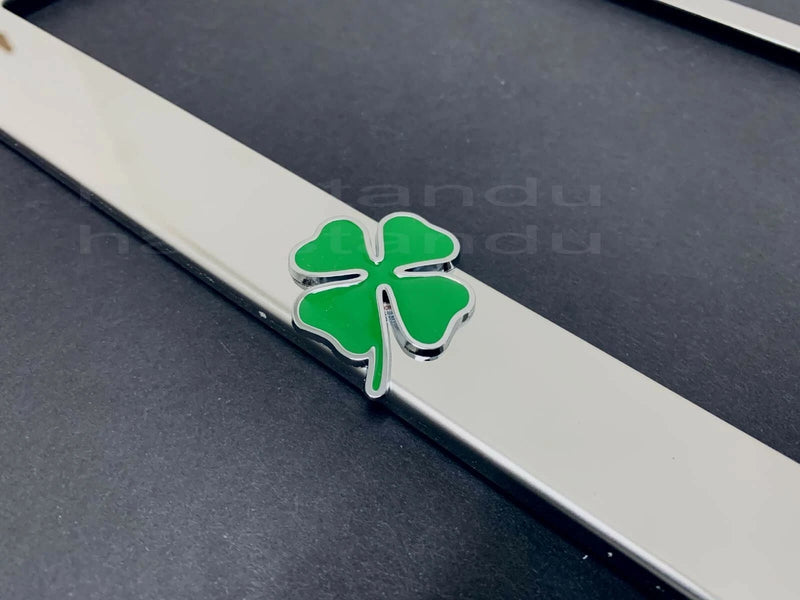 1x Quadrifoglio Logo 3D Emblem Stainless Steel License Plate Frame Rust Free Cap, Silver, 1 Year Manufacturer Warranty