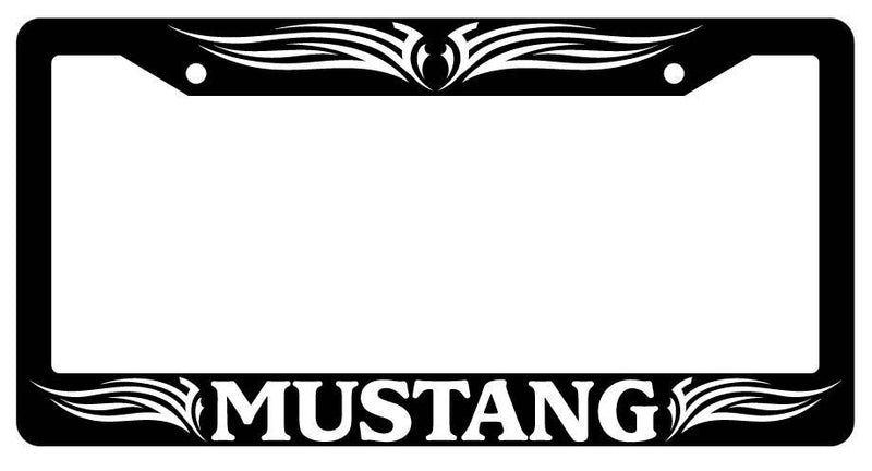 Black License Plate Frame MUSTANG TRIBAL 