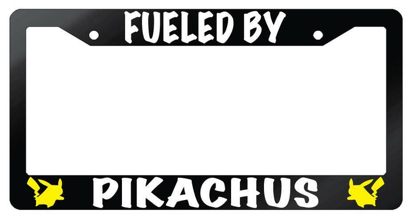 Fueled By For Pikachus Glossy Black Plastic License Plate Frame For Pokemon  Mod-GRAPH9856236-7370