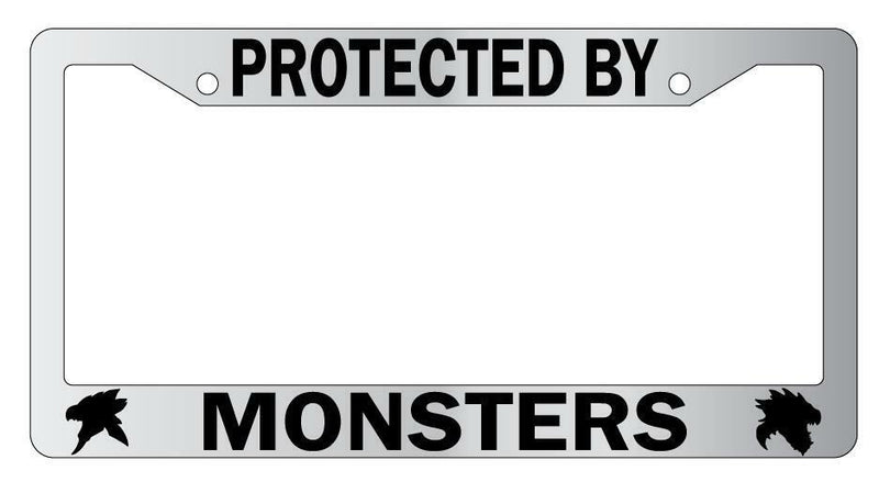 Protected By Monsters Chrome License Plate Frame Auto Monster Hunter  Mod-GRAPH9856236-5697