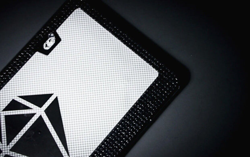 Bling Rhinestones License Plate Metal Frame Sparkling Black Crystal Diamond