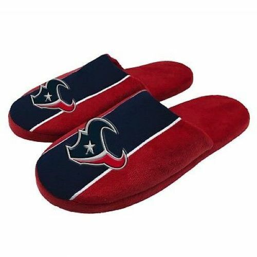 NFL Houston Texans Mens Slippers Pair Size 7/8 Slip On Hard Sole