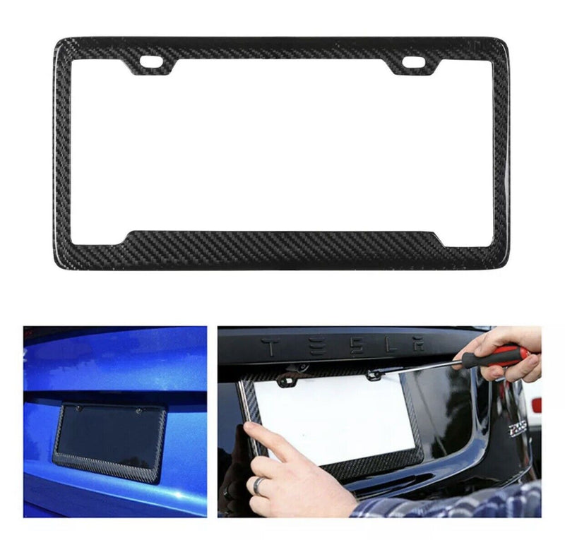 REAL 100% CARBON FIBER LICENSE Plate Frame COVER ORIGINAL 3K TWILL US