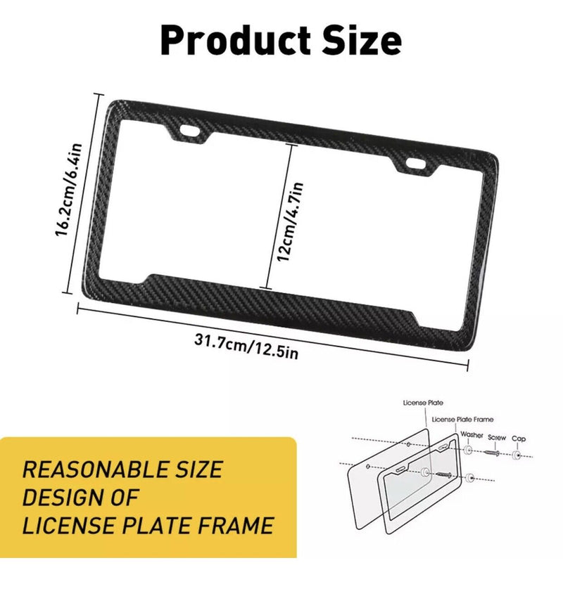 REAL 100% CARBON FIBER LICENSE Plate Frame COVER ORIGINAL 3K TWILL US