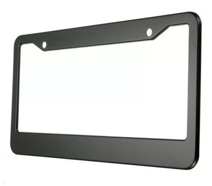 2Pcs Black Metal License Plate Frame Cover Screw Caps Stainless Steel New