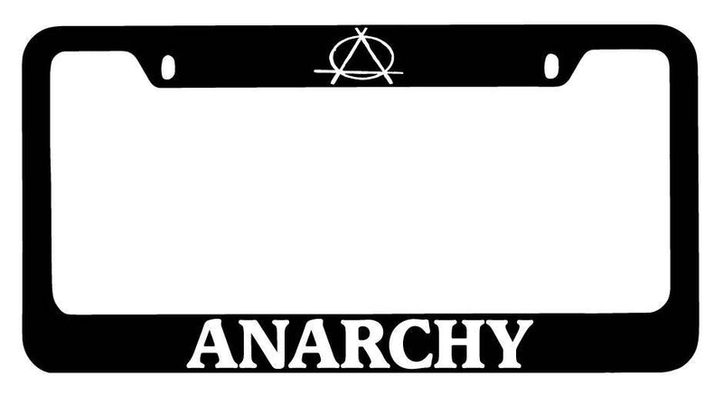 Black METAL License Plate Frame Anarchy (WHITE) Auto Accessory 636  Mod-GRAPH9856236-9887