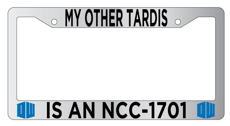 Chrome License Plate Frame Auto Accessory My Other Tardis Is a NCC-1701  Mod-GRAPH9856236-4339