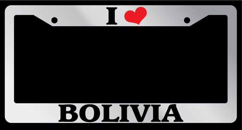 Chrome License Plate Frame I Heart Bolivia Auto Accessory 1139  Mod-GRAPH9856236-4381