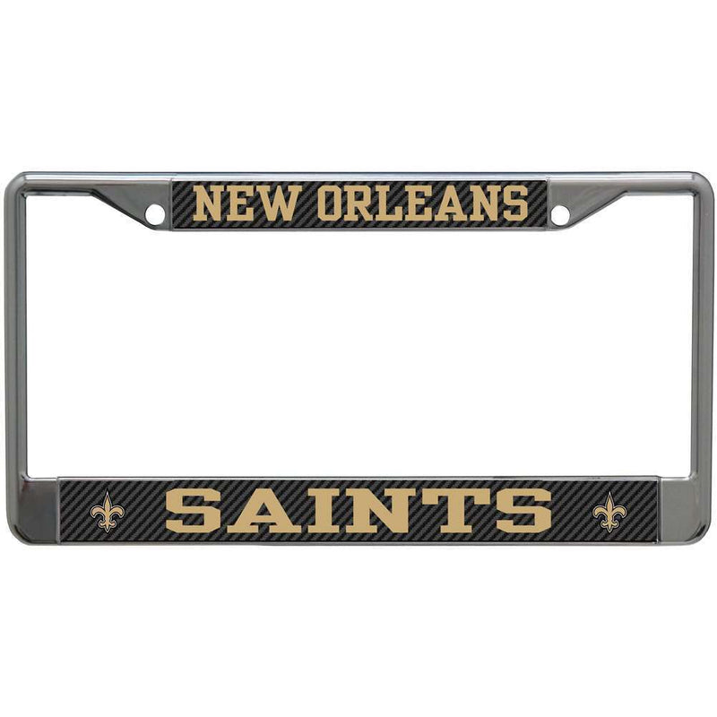 NFL New Orleans Saints Metal License Plate Frame - Carbon Fiber