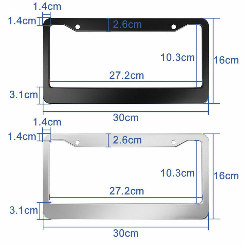 2PCS Chrome 304 Stainless Steel/Plastic License Plate Frame Cover Screw Caps