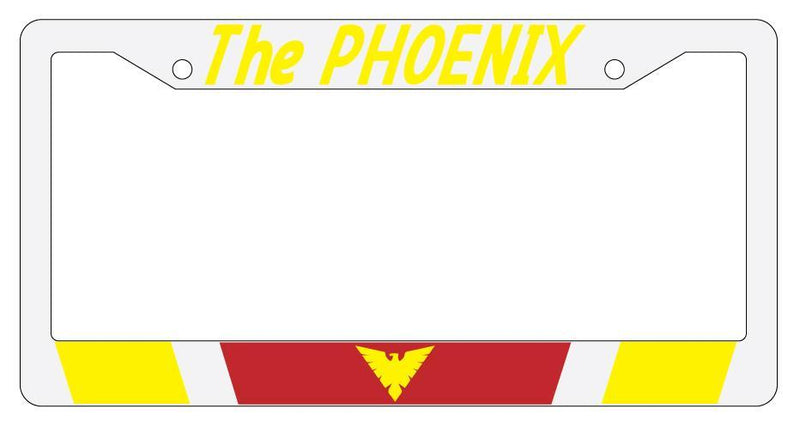 The Phoenix White Plastic License Plate Frame For Marvel  Mod-GRAPH9856236-81