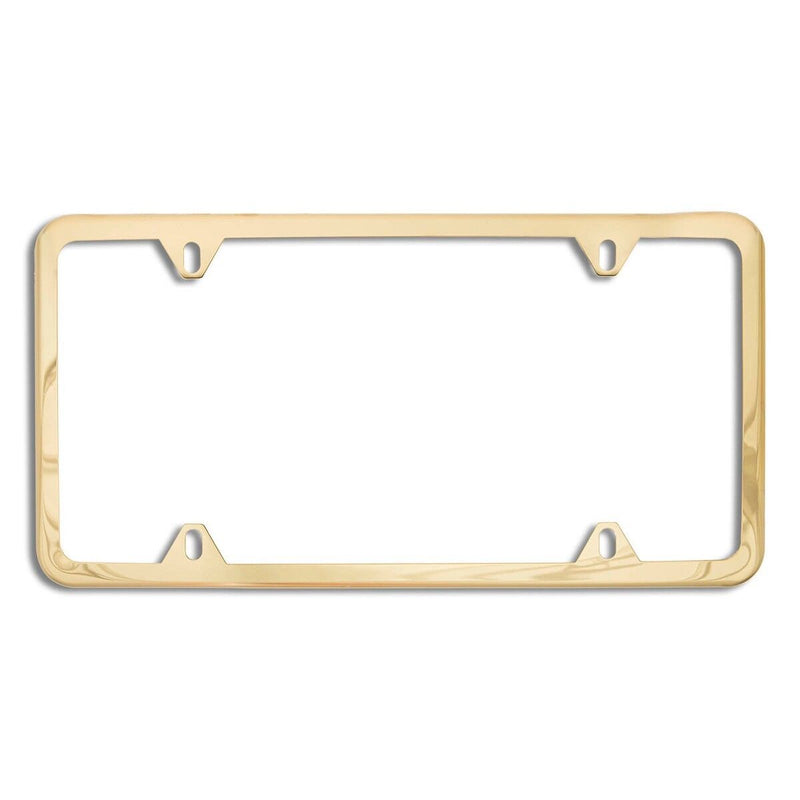 2PCS SLIM 24k Gold Plated STAINLESS STEEL LICENSE PLATE FRAME SCREW CAP-4 HOLE