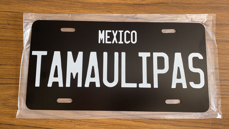 Tamaulipas Mexico Black License Plate Tag decal Mexicano Terre Pueblo rancho