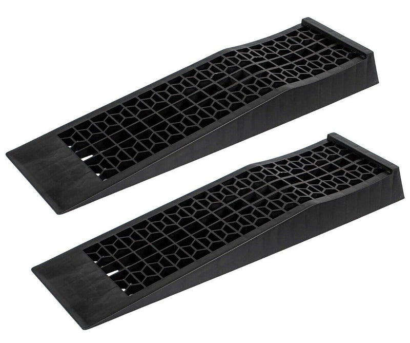 ABN Car Ramps - 2pc Black Low Rise 28 x 8 x 3in Wheel Chocks Plastic Tire Ramps