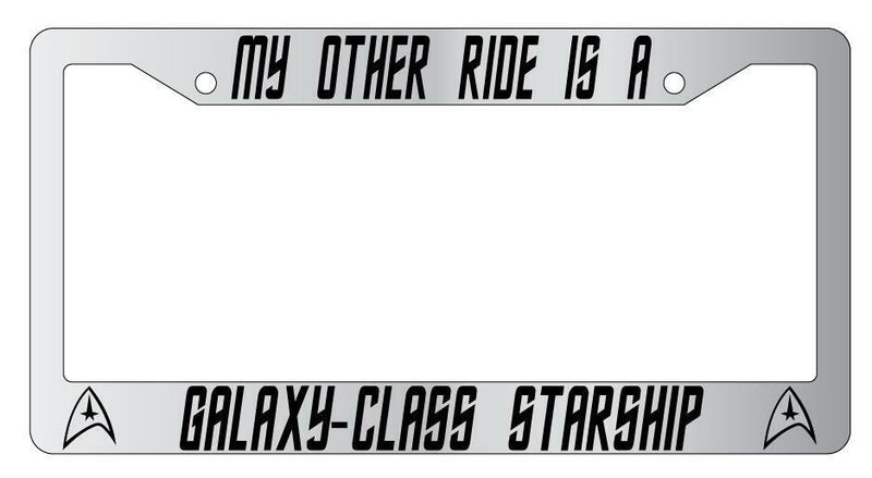 My Other Ride Is A Galaxy-Class Starship Chrome Plastic License Plate Frame ST  Mod-GRAPH9856236-6456
