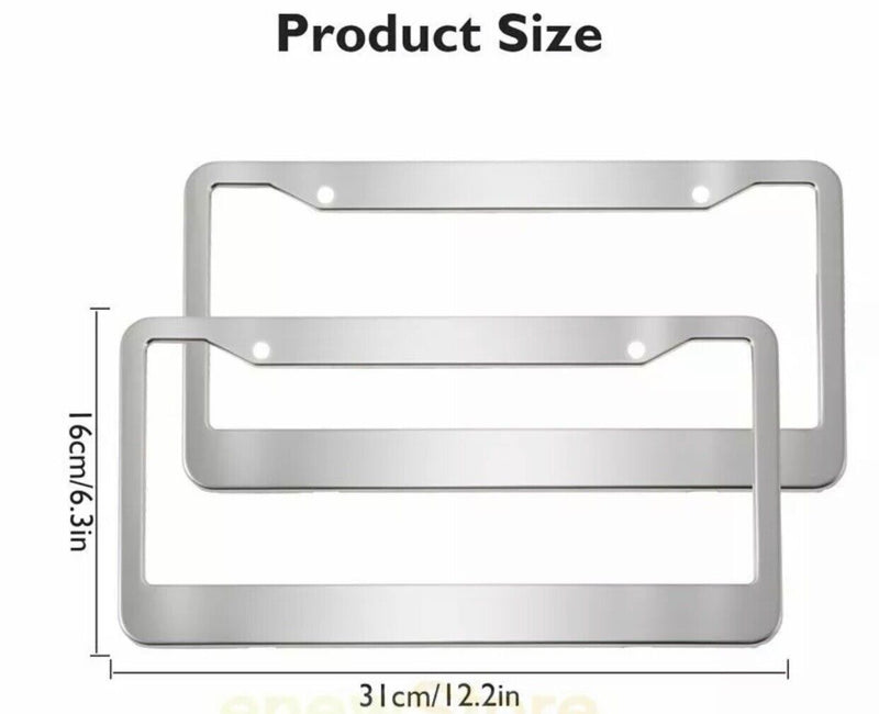 2PCS Heavy Duty Stainless Steel Metal License Plate Frame Cover Screw Caps