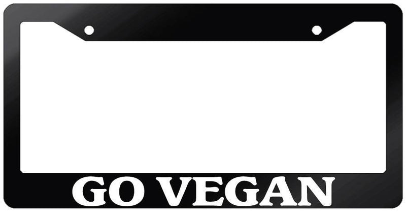 Glossy Black License Plate Frame GO VEGAN Auto Accessory 817  Mod-GRAPH9856236-10255