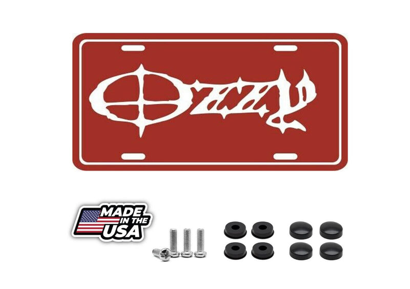 OZZY OSBOURNE METAL LICENSE PLATE MUSIC TAG - RED - NEW