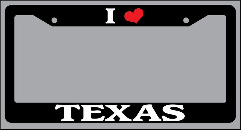 Black License Plate Frame "I Heart Texas" Auto Accessory Novelty  Mod-GRAPH9856236-859