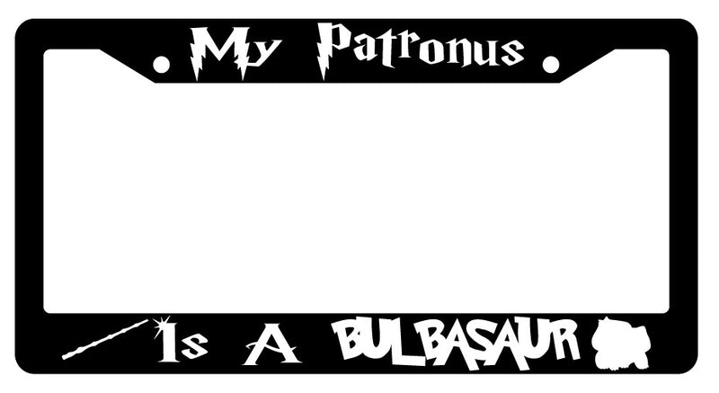 My Patronus Is A Bulbasaur Black Plastic License Plate Frame For Harry Potter  Mod-GRAPH9856236-1549
