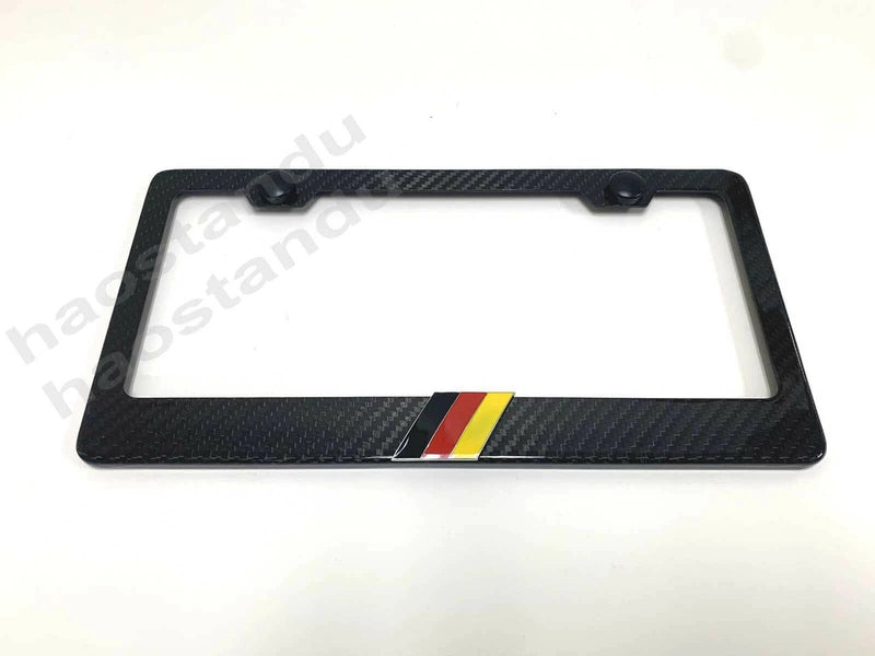 1x German Flag 3D Emblem Real TwillWeave CARBON FIBER License Frame ForPorsche MBZ