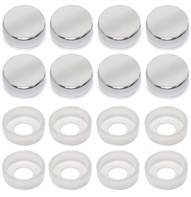 8pcs CHROME SCREW CAP / BOLT CAPS COVERS for Car Truck License Plate Frame
