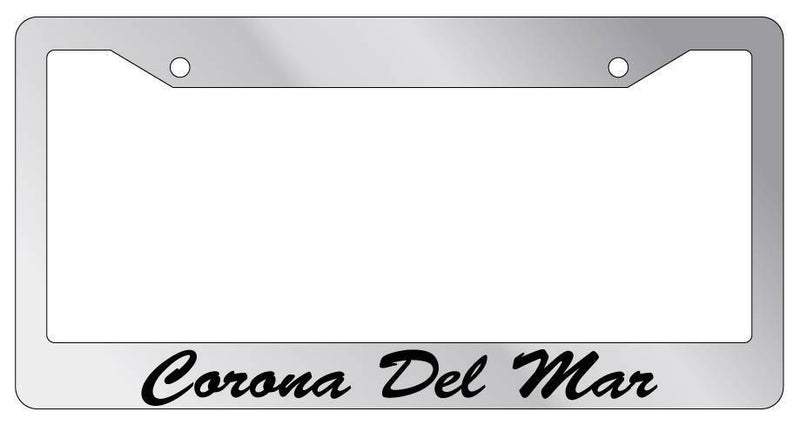 Chrome METAL License Plate Frame Corona Del Mar Cursive Auto Accessory 1557  Mod-GRAPH9856236-8874