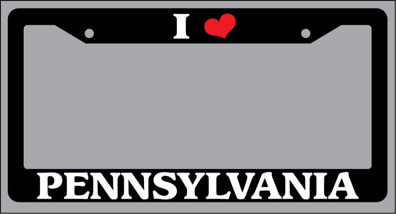 Black License Plate Frame "I Heart Pennsylvania" Auto Accessory Novelty 2506  Mod-GRAPH9856236-870