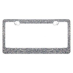 Rocking Bling Crystal Diamond Rhinestone License Plate Frame AB / Silver