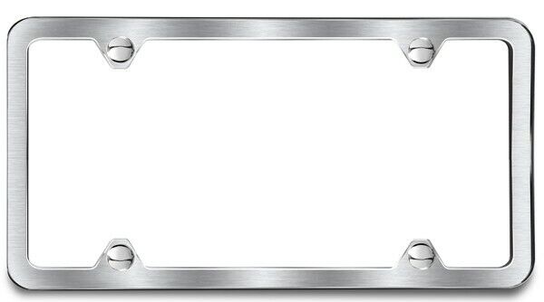 Slim Style Stainless Steel License Plate Frame Brush Satin Finish 4 Holes